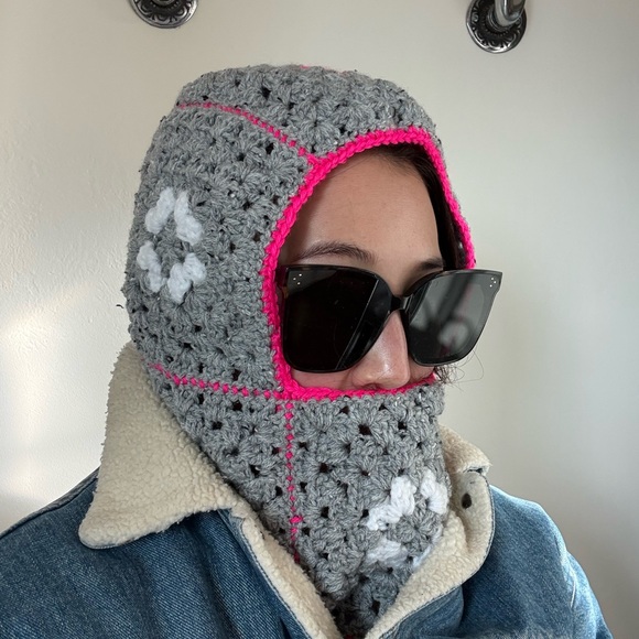 Hand Crocheted Balaclava - blue & white available - Picture 5 of 6